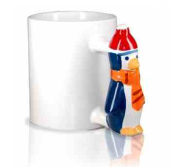 tazza con manico a pinguino